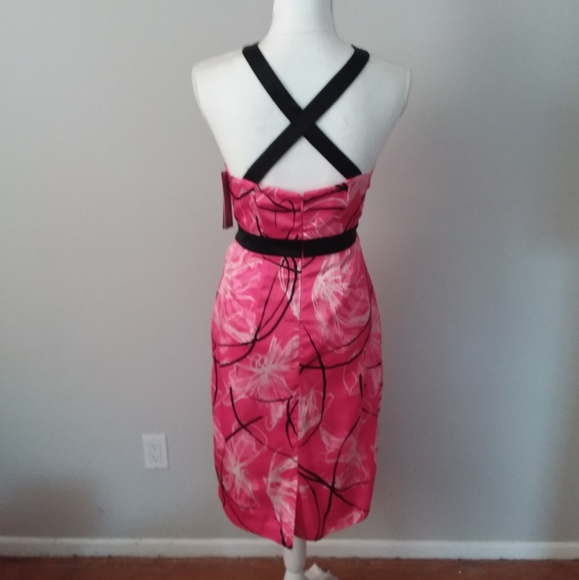 NWT Merona Pink and Black Halter Style Dress with Floral Design - Picture 9 of 13